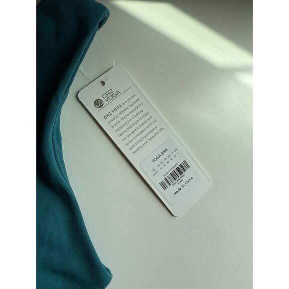 $30 New CRZ Yoga Butterluxe Racerback High Neck Longline Sports Bra - M - Teal - Picture 4 of 5